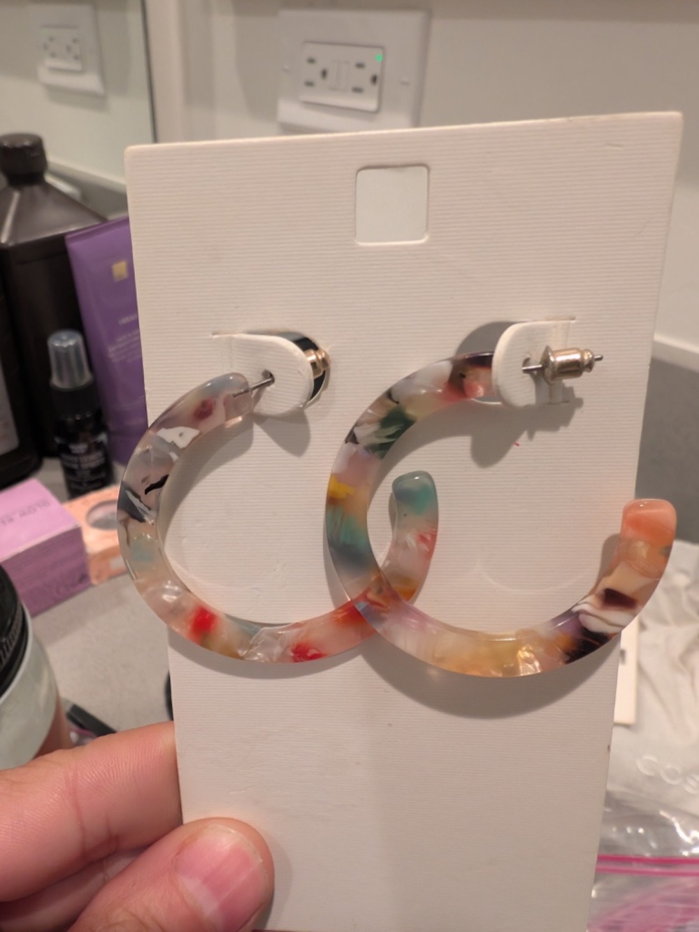Multi Color Hoop Earings - Picture 2 of 2
